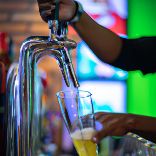 Bartender đang rót bia tại quán nhậu xem bóng đá tphcm