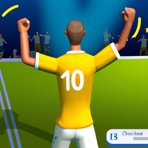 Cầu thủ ăn mừng sau khi ghi bàn trong Dream League Soccer 2022