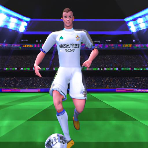 Cầu thủ mặc bộ trang phục Dream League Soccer của Real Madrid trong trận đấu