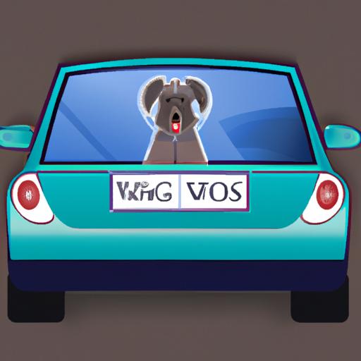 Chú chó đang ngồi trong chiếc xe sang trọng và trên kính xe có dán sticker của WAGs