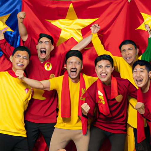 Đội tuyển Hàn Quốc ăn mừng chiến thắng tại World Cup cùng lá cờ quốc gia