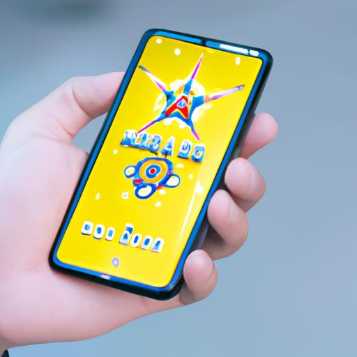 Người dùng cầm smartphone với giao diện trò chơi Ngôi sao bóng đá Mobasaka trên màn hình