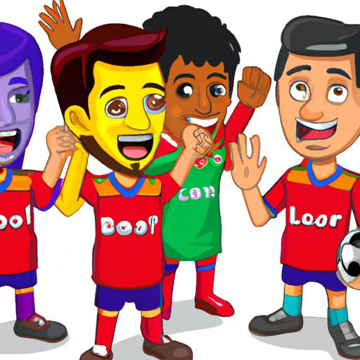 Một nhóm các fan bóng đá mặc bộ Kit Barca Dream League Soccer, cổ vũ cho đội bóng yêu thích của họ