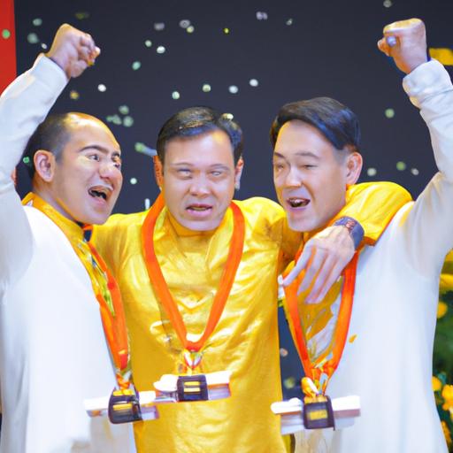 Quế Ngọc Hải ăn mừng chiến thắng cùng đội nhà